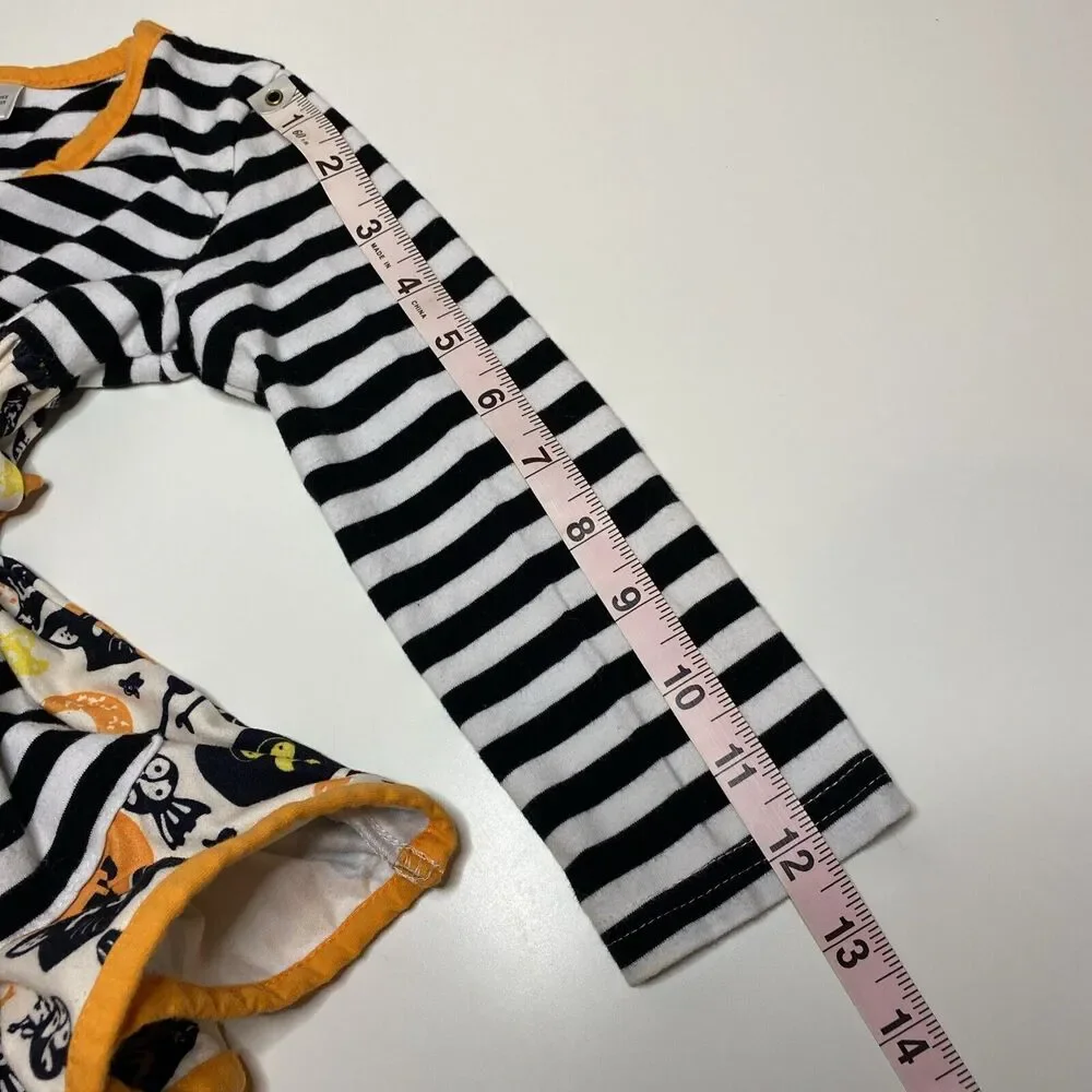 Toddler Girl's Halloween Jack-o-Lantern Striped Dress Size Medium Pumpkin Spooky